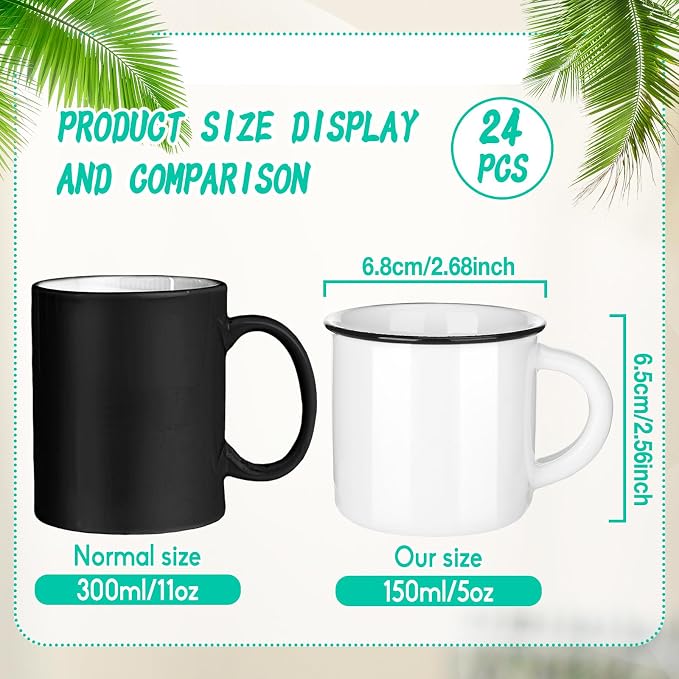 Uiifan 24 Pcs Ceramic White Coffee Mugs Bulk Vintage Espresso Mug Mini Tea Cups - Image 3