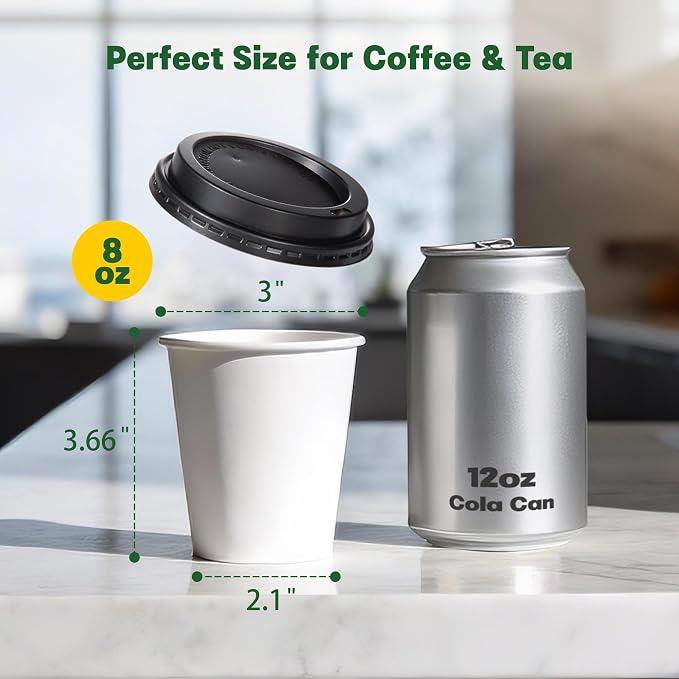 300 Pack 8 oz Paper Coffee Cups - Image 9