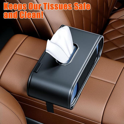 Car Tissue Holder, Car Kleenex Holder Fits 100-160 Count | Premium PU Leather - Image 3