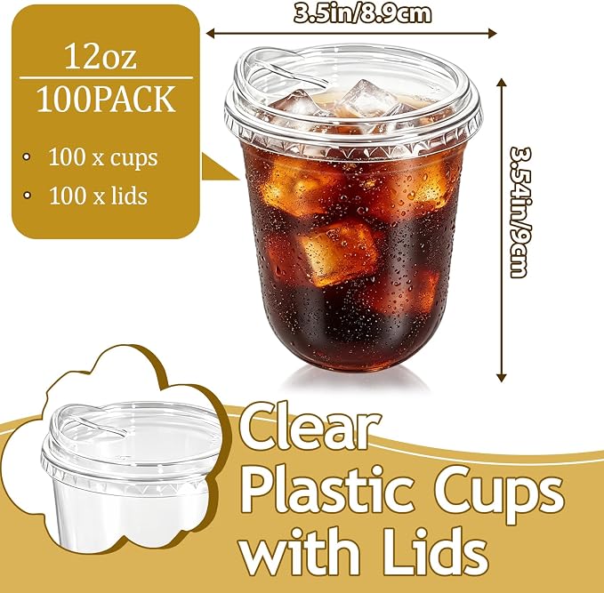 100 Sets 12 oz Clear Plastic Cups - Image 2