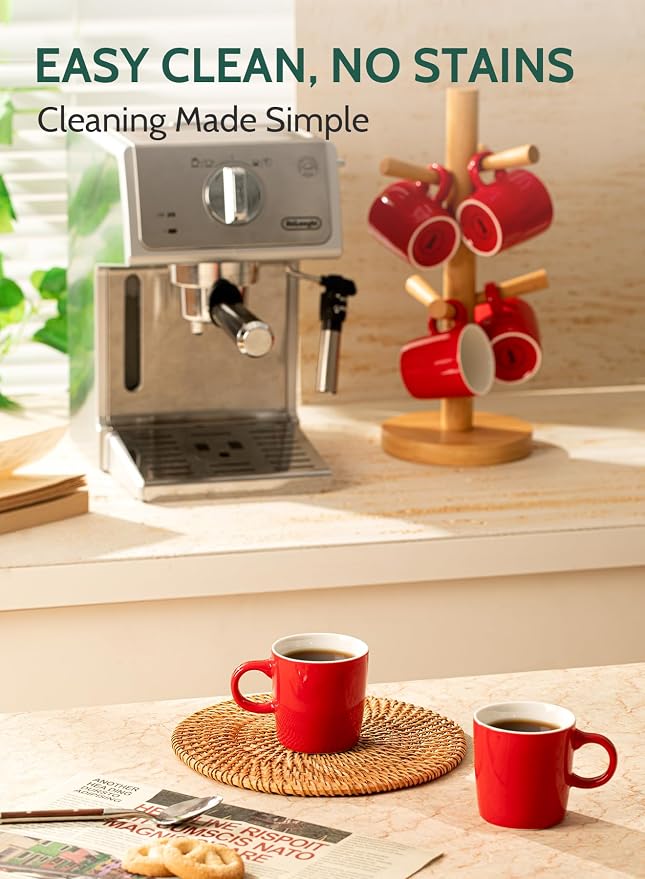 Sweese 3.5oz Porcelain Espresso Cups Set of 4, Mini Coffee Mugs Demitasse Cups - Image 4