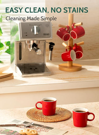 Sweese 3.5oz Porcelain Espresso Cups Set of 4, Mini Coffee Mugs Demitasse Cups - Image 4