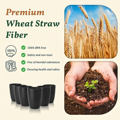 Homienly Wheat Straw Drinkware 12oz Unbreakable Drinking Glasses 6-Piece - Image 4