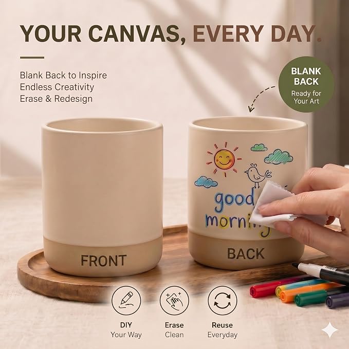 8oz Ceramic Mug Cups with DIY Canvas - Image 2