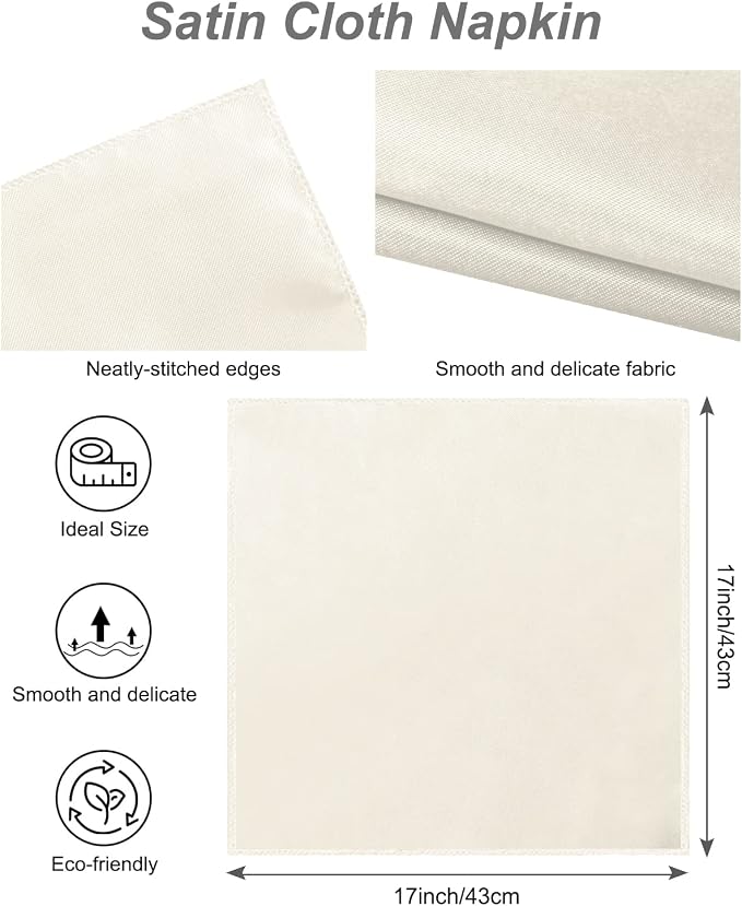 12 Pack Gold Napkin Rings and Cloth Napkins Set of 6, 17x17 Satin Cocktail - Image 6