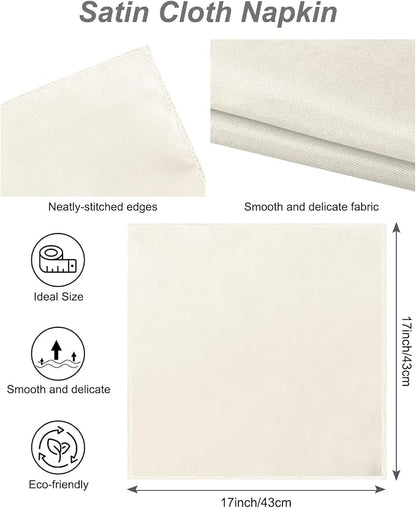 12 Pack Gold Napkin Rings and Cloth Napkins Set of 6, 17x17 Satin Cocktail - Image 6