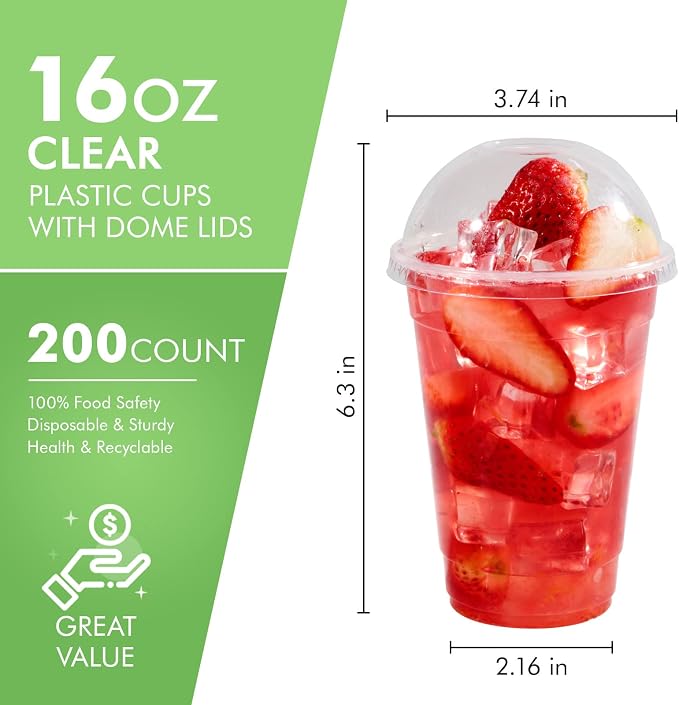 FOCUSLINE 200 PACK 16oz Clear Plastic Cups - Image 2