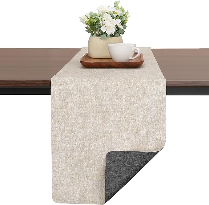 Table Runners 94 Inch Long, Dual-Sided Faux Leather Table Runner | Waterproof by Chitomars