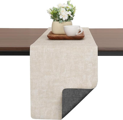 Table Runners 94 Inch Long, Dual-Sided Faux Leather Table Runner | Waterproof by Chitomars