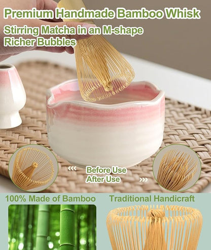 JBER Matcha Whisk Set, Handmade Whisk 100 Prongs, Sifter - Image 4