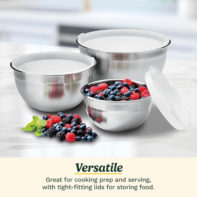 Cuisinart Mixing Bowl Set, Nesting Bowls, Stainless Steel, 3-Piece | 1.5 - Image 2
