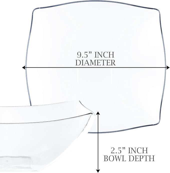PLASTICPRO Disposable 64 ounce Square Serving Bowls, Party Snack or Salad Bowl - Image 6