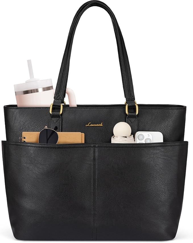 LOVEVOOK Work Tote Bags for Women, Vintage Leather 15.6 Inch Laptop Bag by LOVEVOOK