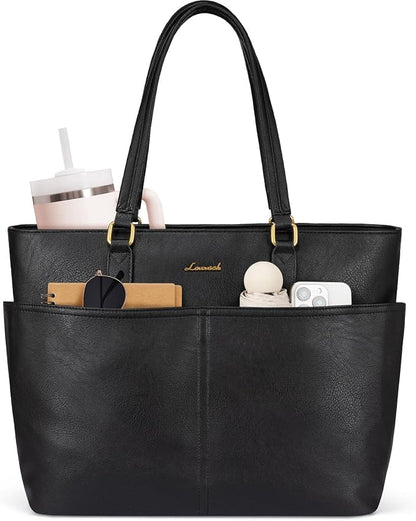 LOVEVOOK Work Tote Bags for Women, Vintage Leather 15.6 Inch Laptop Bag by LOVEVOOK