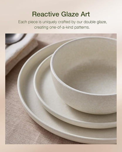 Famiware Milkyway 16-Piece Stoneware Plates and Bowls, Matte Beige White | - Image 3