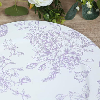 Efavormart 6 Pack Floral Acrylic Charger Plates in French Toile Pattern - Image 9