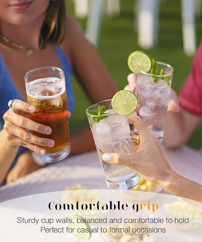 13oz Drinking Glasses Set of 6, Lead-Free Crystal Tall Highball Glassware | - Image 3