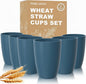 Wheat Straw Drinking Cups Set of 6, 16 OZ Unbreakable & Lightweight Plastic by Perlapoc