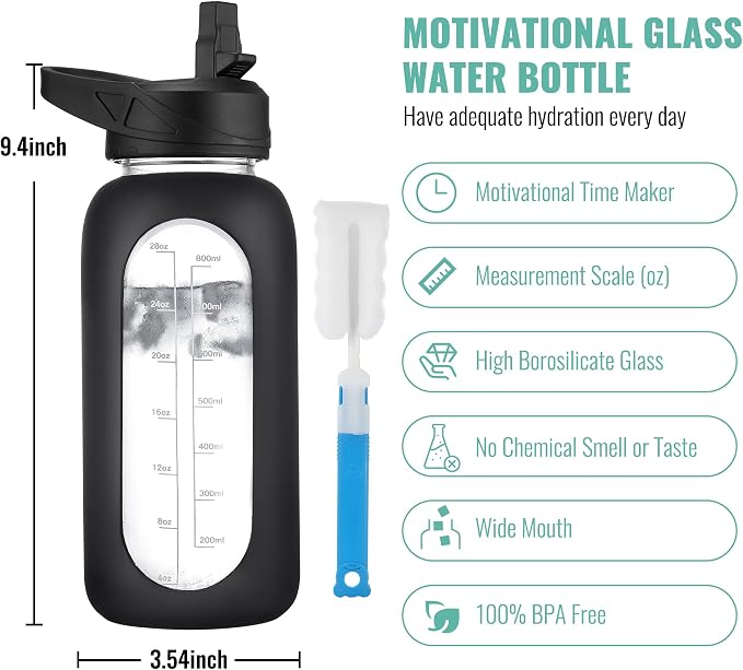 CIVAGO 32 oz Glass Water Bottle - Image 2