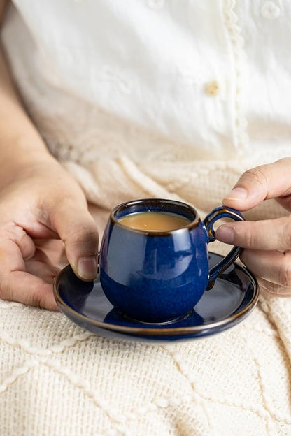 LYEOBOH 3 Ounce Espresso Cups Set of 6, Ceramic Small Coffee Cups - Image 7