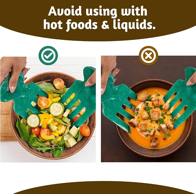 Folkulture Resin Salad Hands | Aqua Teal Serving Utensils Set of 2, 8 inch | - Image 7