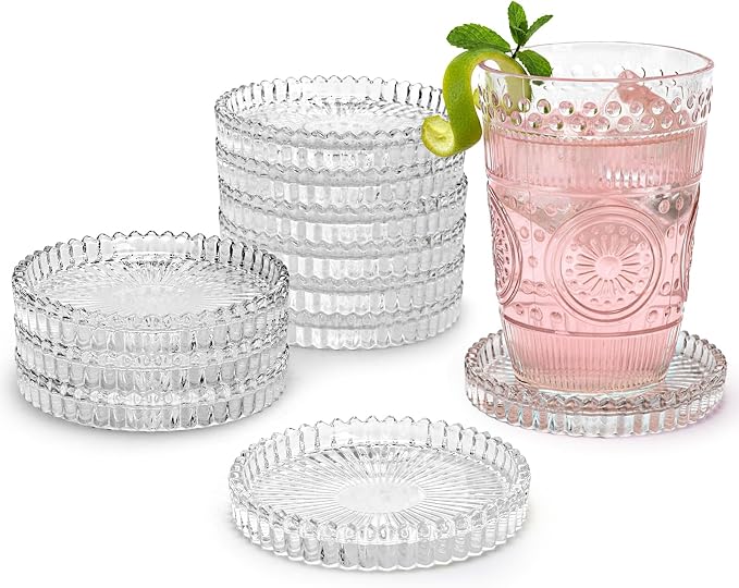 Elsjoy 12 Pack 4 Inch Modern Clear Coaster Set, Round Pillar Candle Holder - Image 5