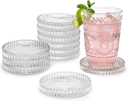 Elsjoy 12 Pack 4 Inch Modern Clear Coaster Set, Round Pillar Candle Holder - Image 5