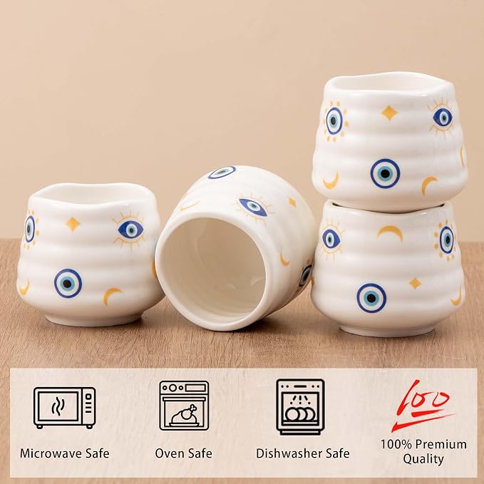 4pcs Japanese Tea Cup Set – Mini Size Cup 5OZ Ceramic Matcha Cup, Handless - Image 6