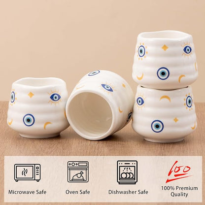 4pcs Japanese Tea Cup Set – Mini Size Cup 5OZ Ceramic Matcha Cup, Handless - Image 6