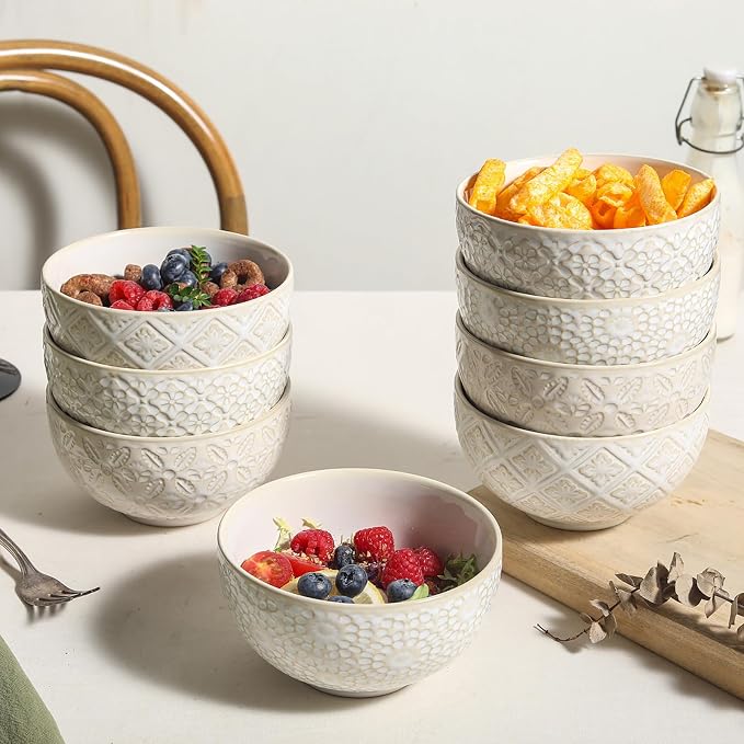26 Oz Cereal Bowls Set of 4, 6 inch Ceramic Soup Bowl - Image 4