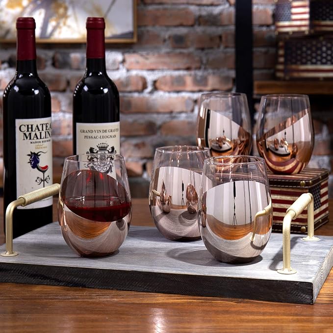 MyGift Stemless Wine Glasses Set of 6 - Image 3