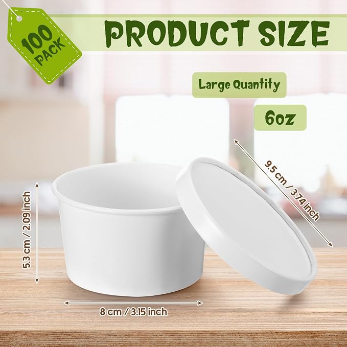 Fulmoon 100 Pack Paper Soup Containers - Image 2