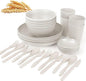 Wrova Wheat straw dinnerware sets - 28 Pieces dish sets service for 4 - Lightweight and Unbreakable Plates and Bowls Sets for Travelling and Camping.White