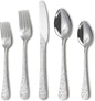 Runfly Modern Carved Floral Silver Stainless Steel 20-Piece Flatware Set | by Runfly
