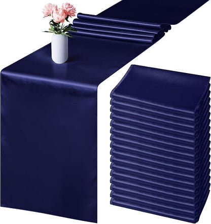 ANECO 4 Pack Satin Table Runner 12 x 108 Inch Long Bright Silk and Smooth by Aneco