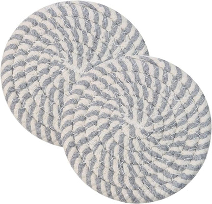 Round Drink Coasters Cotton Woven Absorbent Bar Coasters Housewarming Gift by PPhtony