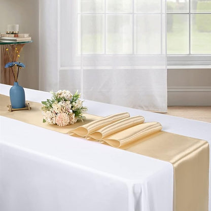 10-Pack Champagne 12 x 108 inches Long Premium Satin Table Runner | Wedding - Image 7