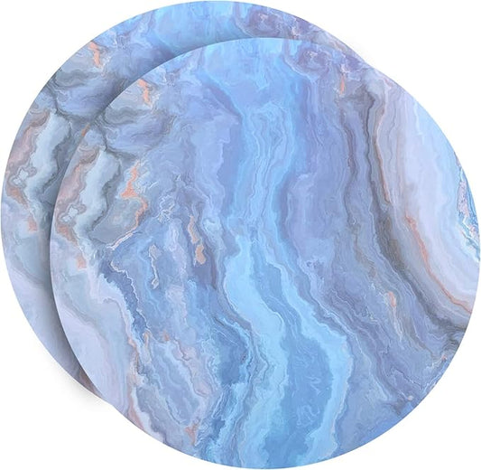 Dainty Home Navy Marble Round Cork Placemats - Heat Resistant Placemats, Non-Slip, Easy Clean Placemats for Elegant Dining - 15"x15" Set of 2 - Perfect for Stylish, Modern Homes