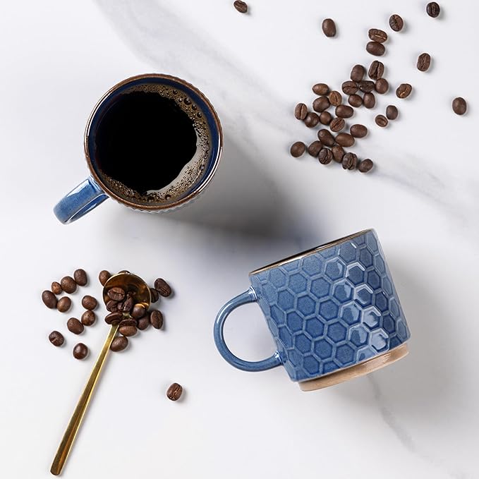 GBhome 6 OZ Stackable Coffee Mugs Set of 4, Ceramic Coffee Cups Set | 4 - Image 3