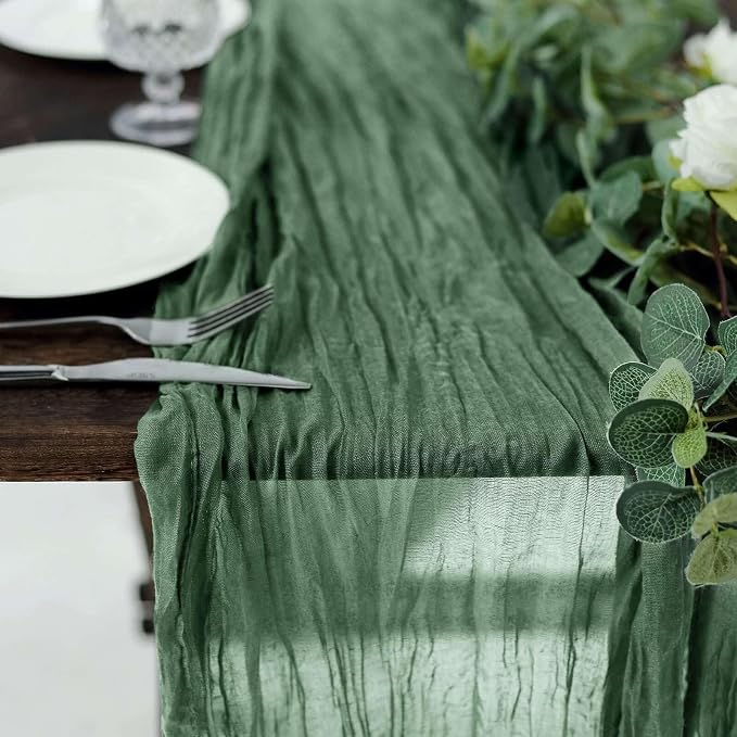 Efavormart 10ft Moss Green Cheesecloth Table Runner - Image 7