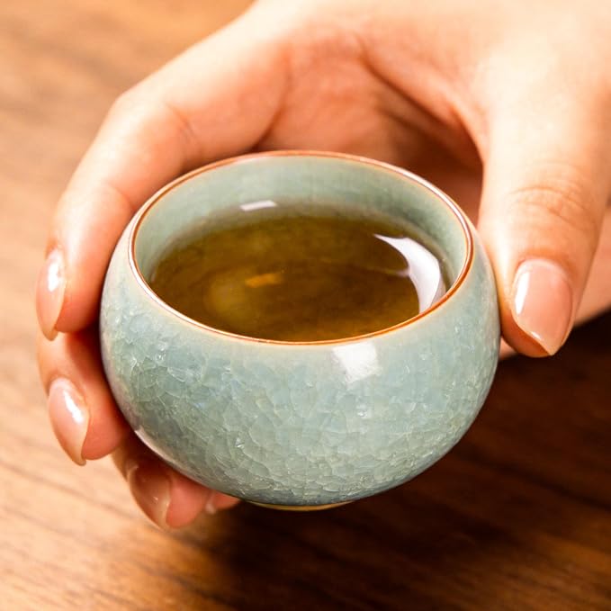 KAMMAK Japanese Tea Cups, 4.7 Oz Small Handmade Ceramic Teacups, Loose Leaf and - Image 3