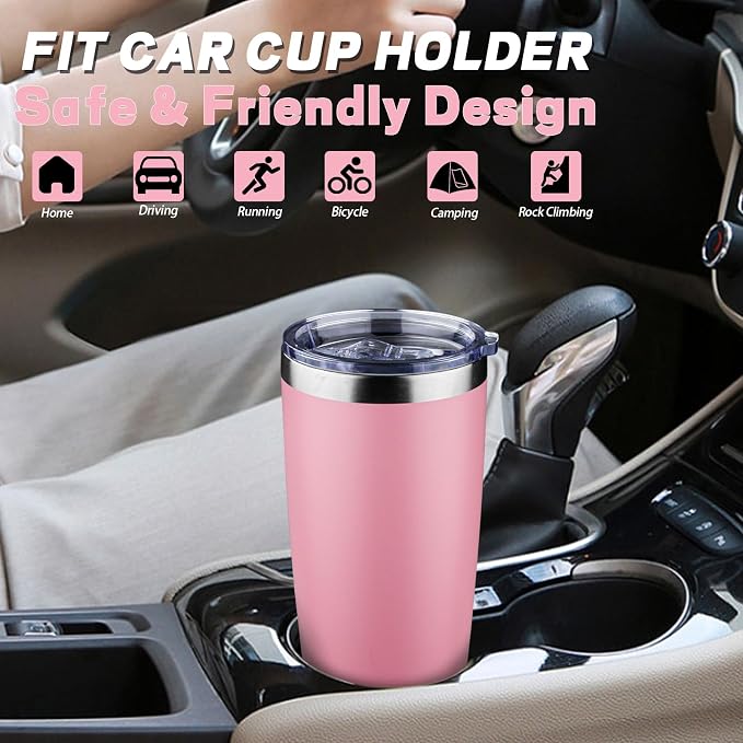 20 oz Tumbler with Lids and Straws, Stainless Steel Insulated Coffee Tumbler - Image 6