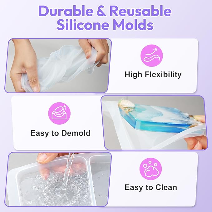 HeyClear Coaster Resin Molds Silicone, 6-Cavity Square Epoxy Resin Mold | - Image 5
