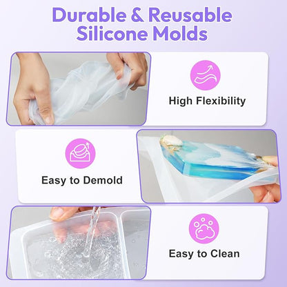 HeyClear Coaster Resin Molds Silicone, 6-Cavity Square Epoxy Resin Mold | - Image 5