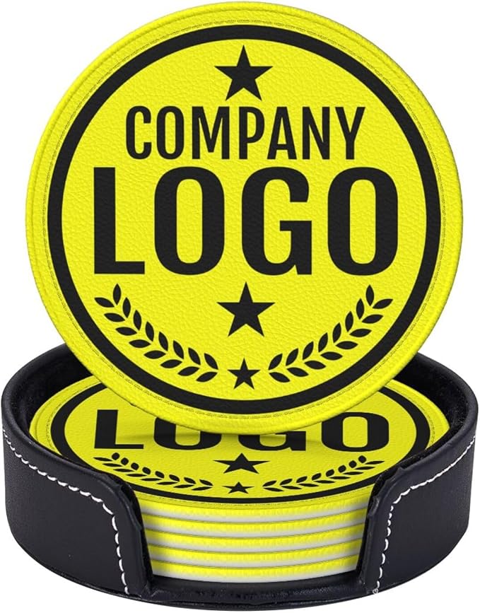 Custom Leather Coasters with Logo by Handmade