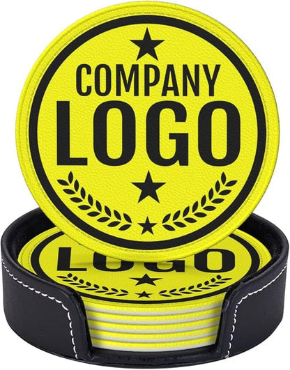 Custom Leather Coasters with Logo by Handmade