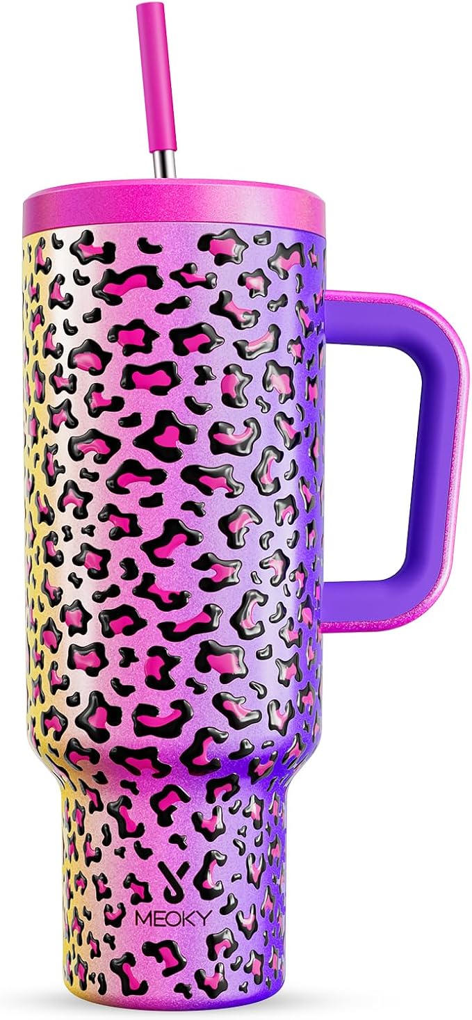 Meoky 50 oz Tumbler with Handle, Tumbler with Lid and Straw, Insulated by MEOKY