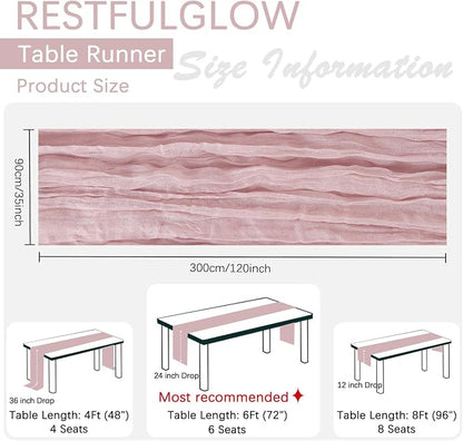 6 Pack Dusty Pink Cheesecloth Table Runner 35 x 120 Inch | Boho Gauze Fabric - Image 5