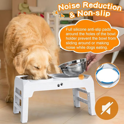 COMESOON Elevated Dog Bowls, 4 Height Adjustable Raised Bowl Stand - Image 5