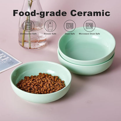Howise 5.3 in Ceramic Cat Bowls Set, Shallow Food Bowl - Image 3